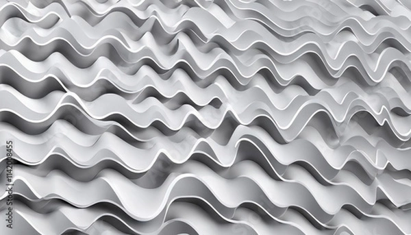 Fototapeta 3d Silver Minimalist Texture: Smooth Parametric Waves