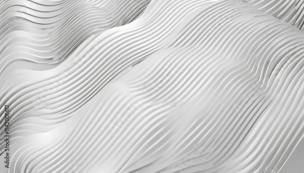 Fototapeta High-Key Minimalism: Silver Smooth Wave Patterns