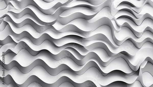 Fototapeta High-Key Wave Patterns: Abstract Silver Minimalism