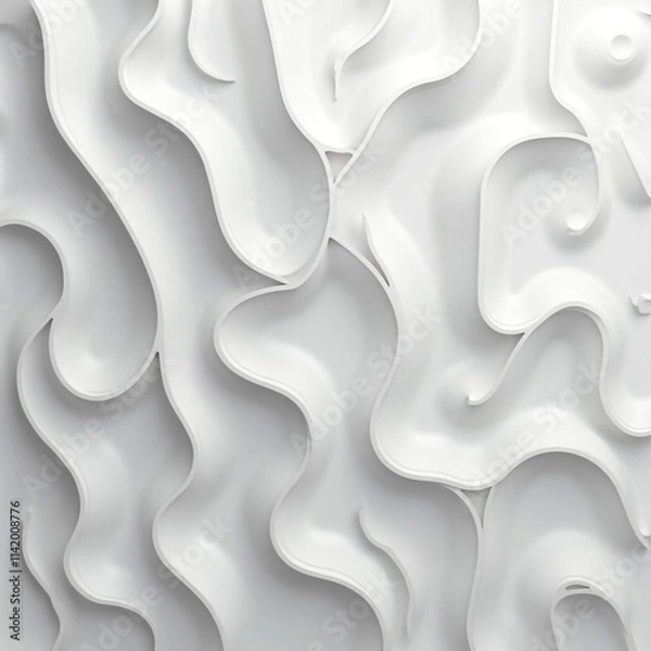 Fototapeta Parametric Abstract Waves: A High-Key Silver Concept