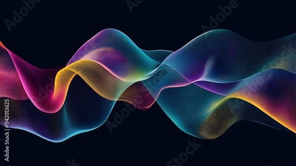 Fototapeta Abstract Colorful Wave Digital Painting. AI Generated