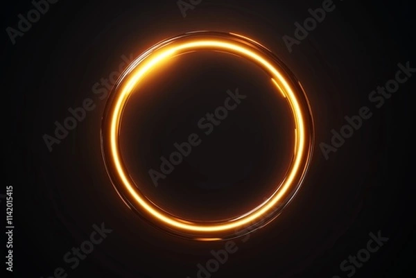Fototapeta A minimalist interpretation of a solar eclipse with a glowing orange ring