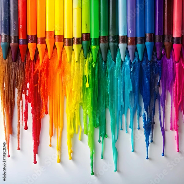 Obraz crayon melting on white background