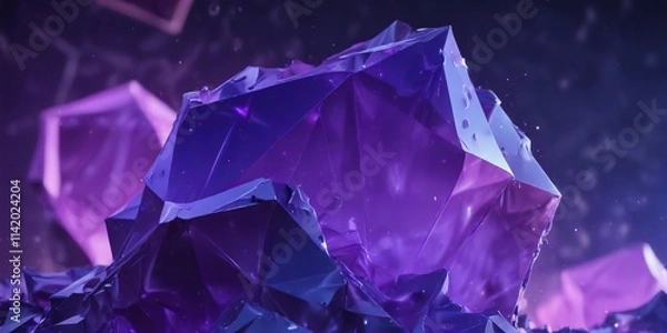 Obraz Abstract Polygon Shape with Purple and Blue Gradient Effect , effect, gradient, abstract