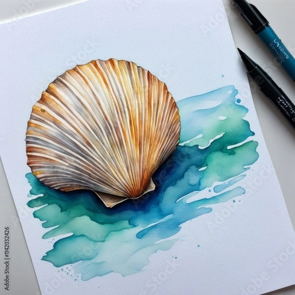 Obraz Seashell. Watercolor.