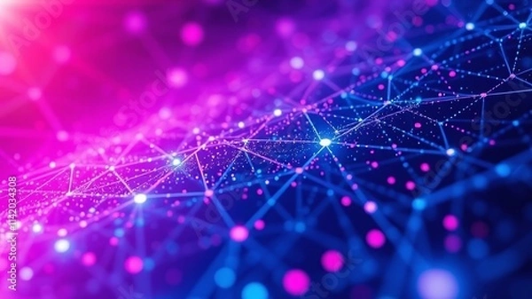 Fototapeta Abstract Futuristic Neon Light Waves and Digital Network Backgrounds