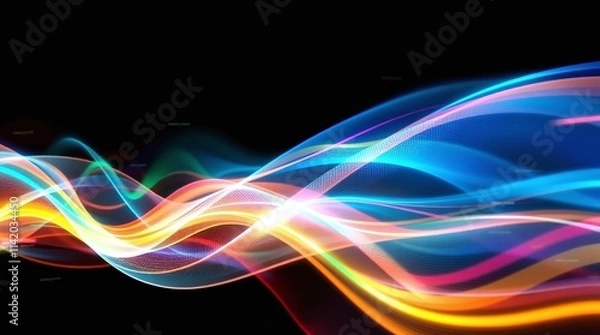 Fototapeta Abstract Futuristic Neon Light Waves and Digital Network Backgrounds