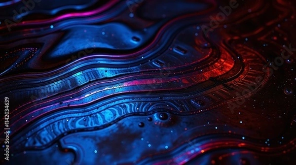 Fototapeta Abstract Futuristic Neon Light Waves and Digital Network Backgrounds