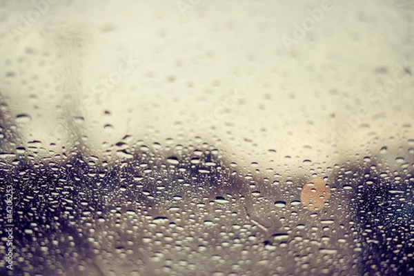 Obraz Rain drop o car front window. retro filter