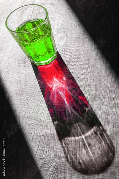 Fototapeta Bicchiere verde e suo complementare.
