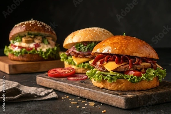 Fototapeta hamburger with vegetables