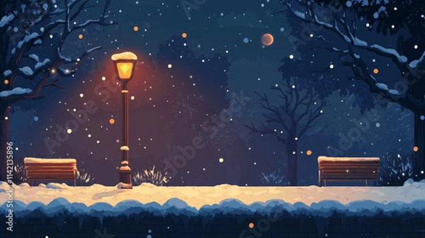 Obraz christmas night in the city tree lamp view xmas vibe moon