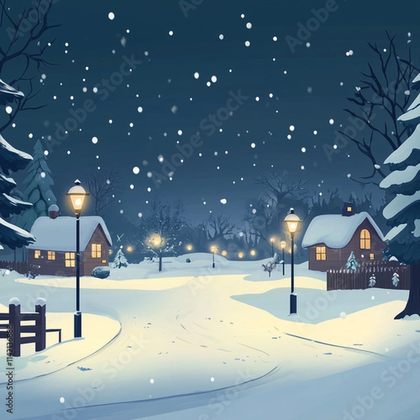 Obraz winter landscape with a house christmas snow xmas