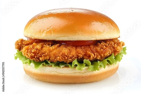 Obraz Chicken sandwich isolated on a white background