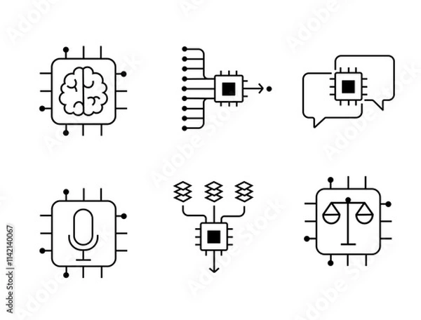 Obraz  6 artificial intelligence icons