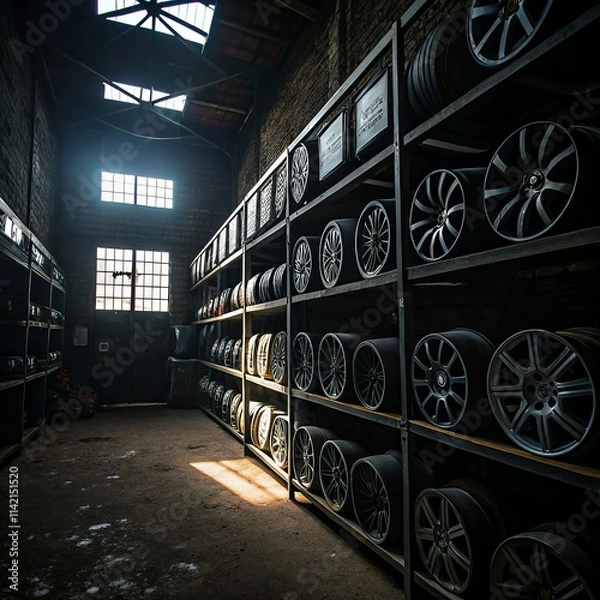 Fototapeta warehouse with boxes