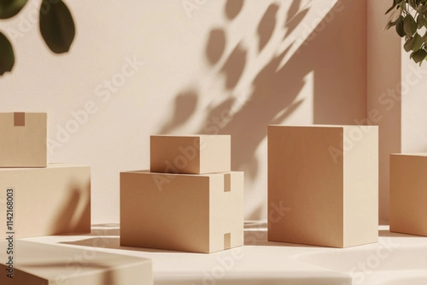 Fototapeta cardboard boxes mockup 