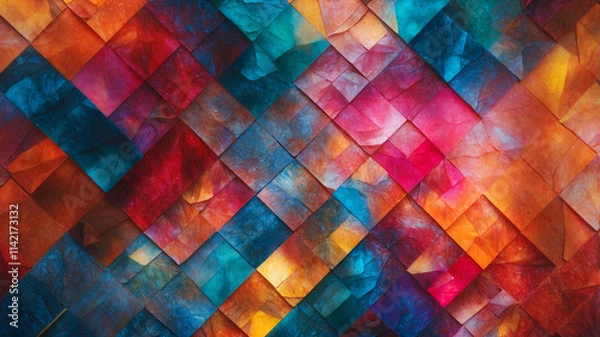 Fototapeta A vibrant arrangement of multicolor diamond shapes creating a stunning visual tapestry of rich, vivid colors.