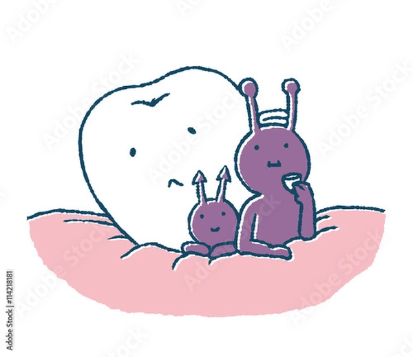 Fototapeta 虫歯菌に場所をとられる歯