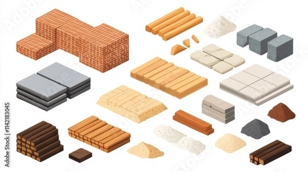 Fototapeta Isolated Vector Design of Building Materials