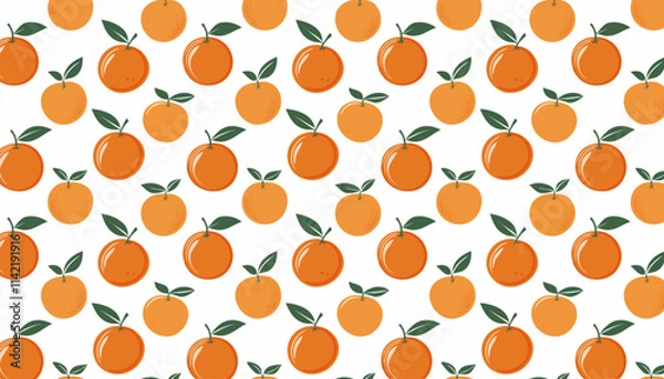 Fototapeta Seamless pattern with tangerines on a white background.