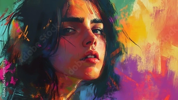 Fototapeta Colorful portrait of a woman's face. (7)