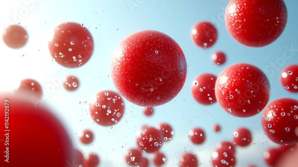 Obraz Red spheres floating in liquid.