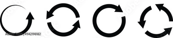 Fototapeta circle arrow icon set. circular arrow icon, refresh, reload, rotation.  Green recycle vector icon symbol. Repeat and reload icons set and arrow rotation circle
