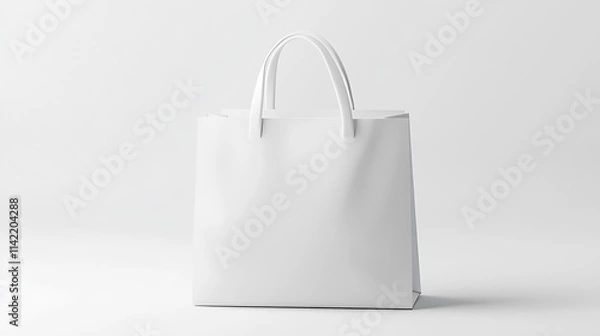 Fototapeta Elegant White Shopping Bag for Retail Promotions and Branding on a Clean Surface : Generative AI