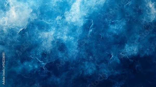 Fototapeta Blurred grainy gradient blue background noise texture effect smooth backdrop header landing page design copy space, Generative AI
