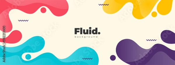 Obraz abstract colorful background with liquid shapes and memphis elements