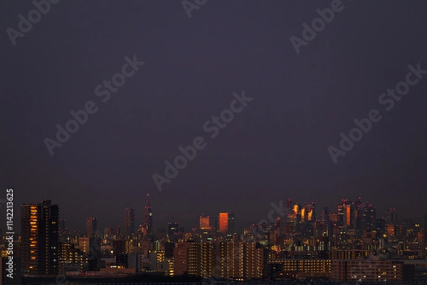 Obraz 曙の光を映して浮かぶ都市景観