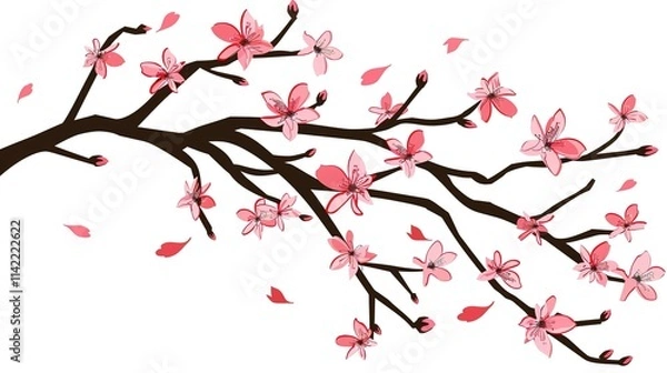 Obraz  The Captivating White Background Cherry Blossom Tree: A Vision of Delicate Beauty and Springtime Splendor.