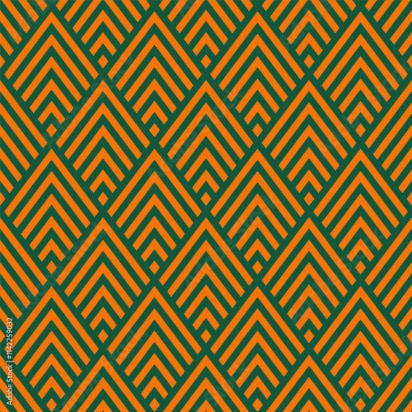 Obraz Green seamless pattern with orange rhombuses