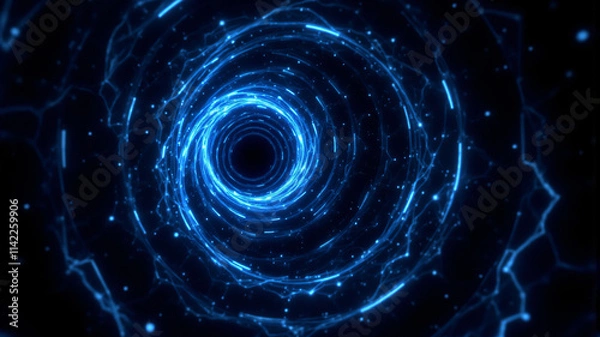 Fototapeta A mesmerizing blue light tunnel with swirling patterns, creating a sci-fi energy effect.