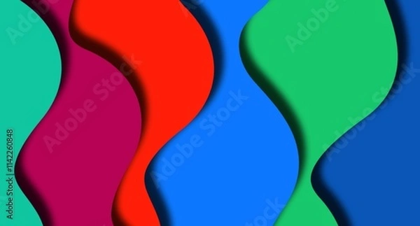 Fototapeta Multi layers soft colorful texture 3D papercut layers in gradient wallpaper banner. Abstract paper cut art background design for website template. concept or smooth origami paper cut