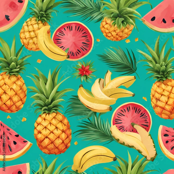 Fototapeta seamless pattern with fruits