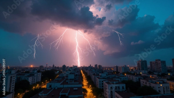 Obraz Lightning weather theme. Generative ai.