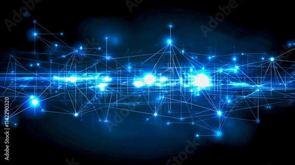 Fototapeta Futuristic Technology Network Background with Digital Connections and Data Flow