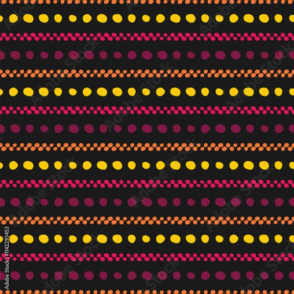 Obraz Seamless pattern with colorful dots and stripes