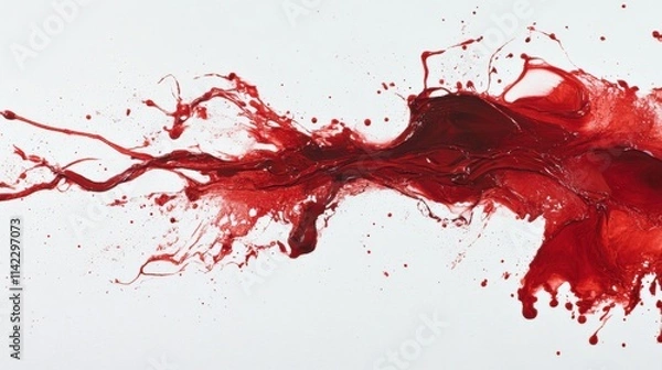 Fototapeta a dynamic and abstract display of red splatters on a white background