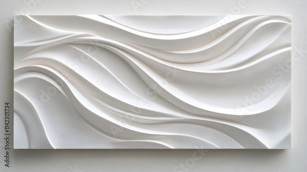Fototapeta Abstract white wave pattern, sculpted relief texture.