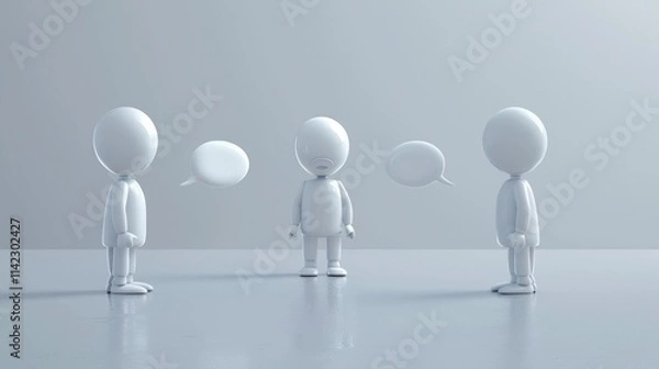 Obraz Group discussions with white text used to represent discussion opinions on white background cartoon 3D version