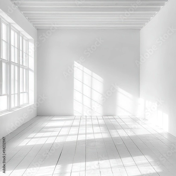 Obraz Bright minimalist interior design modern space photo sunlit room open view tranquil atmosphere for serenity