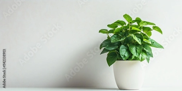 Obraz Fresh basil and mint plants in pots with green leaves on a white background