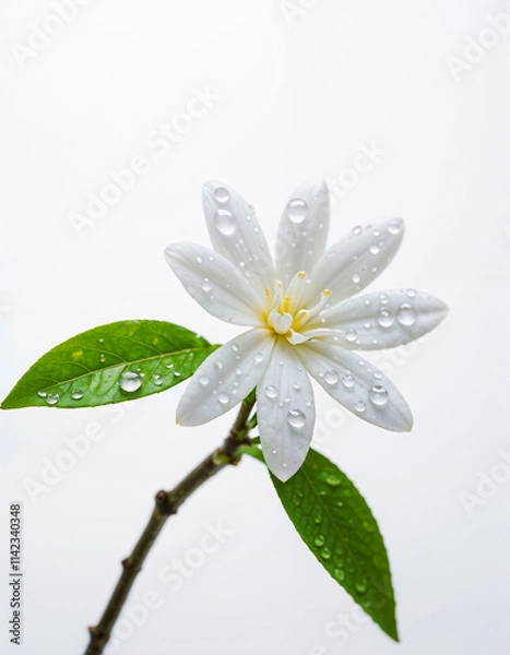 Obraz Medicinal Herbs - Jasmine Flower, isolated on white background. Generative AI