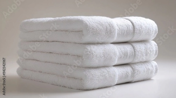 Obraz Stack of clean folded white towels for bathroom or spa