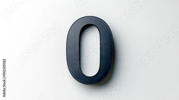 Fototapeta Large black number zero on clean white background