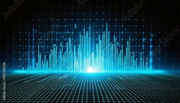 Fototapeta Futuristic Digital Stock Market Analysis with Financial Data Visualization
