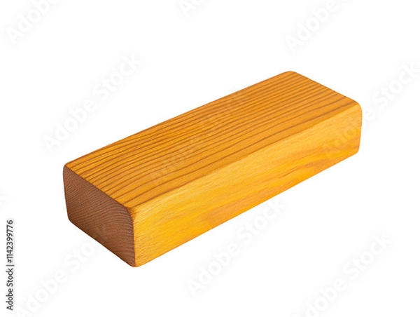 Fototapeta a wooden block with a white background